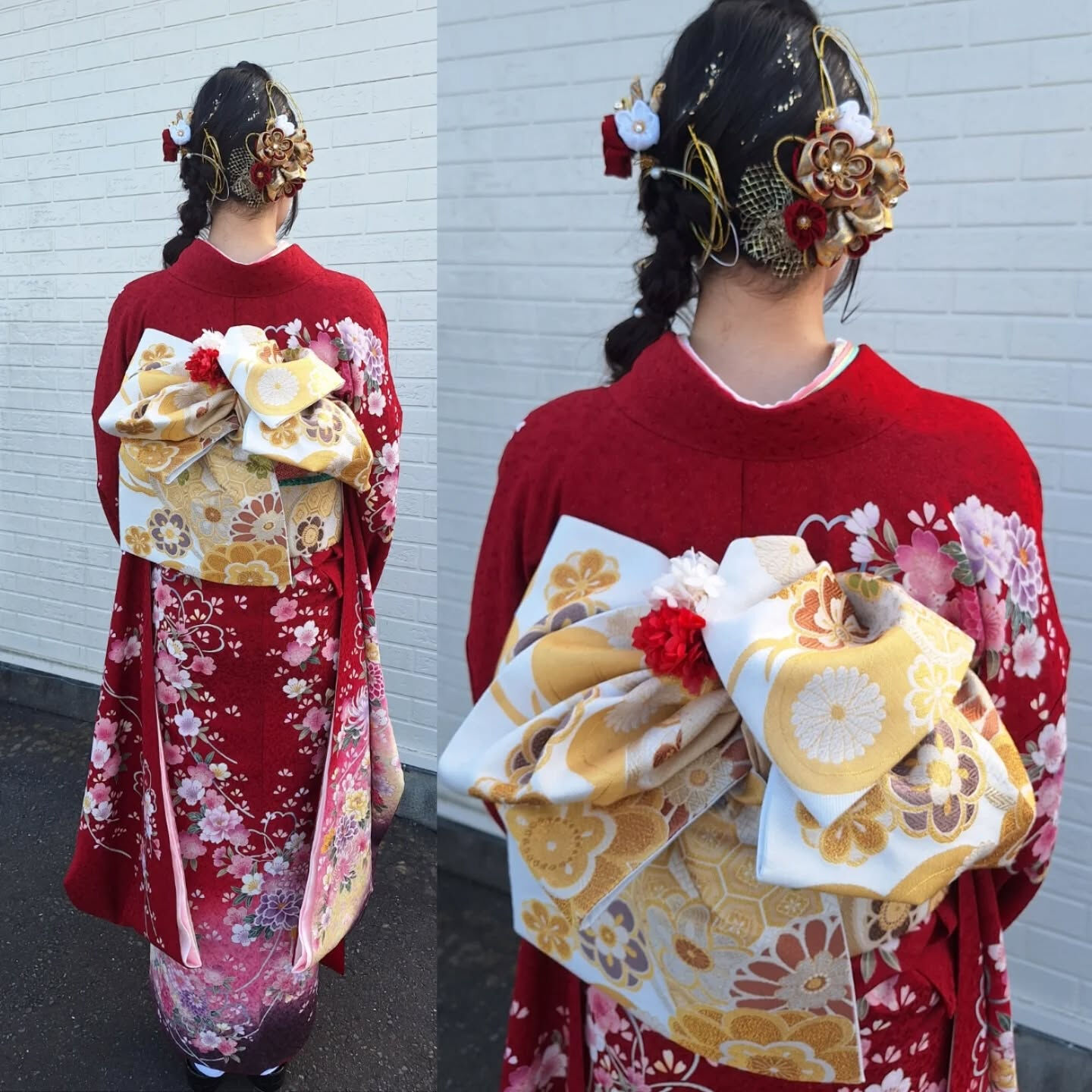 サイドに編み下ろし